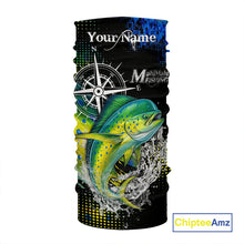 Load image into Gallery viewer, Personalized Black and Green Mahi Mahi fishing scales compass Performance long sleeve Fishing Shirts NQS11216