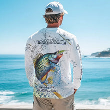 Load image into Gallery viewer, Crappie Green scales water Custom White Long Sleeve Fishing Shirts, Personalized Crappie Fishing Gifts NQS9646