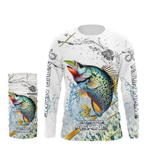 Load image into Gallery viewer, Crappie Green scales water Custom White Long Sleeve Fishing Shirts, Personalized Crappie Fishing Gifts NQS9646