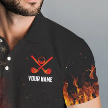Load image into Gallery viewer, Flame Golf ball vintage American Flag Golf polo shirts for men Custom patriotic mens golf attire NQS9650