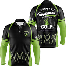 Load image into Gallery viewer, Green black mens golf polo shirts custom You can&#39;t buy happiness But you can play golf, golf outfits NQS7594