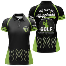 Load image into Gallery viewer, Green black womens golf polo shirts custom You can't buy happiness But you can play golf, golf outfits NQS7594