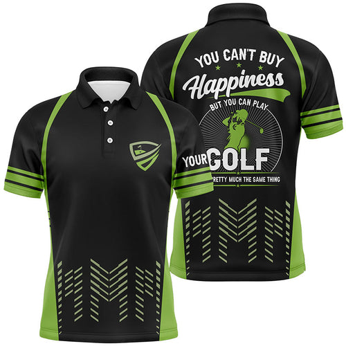 Green black mens golf polo shirts custom You can't buy happiness But you can play golf, golf outfits NQS7594