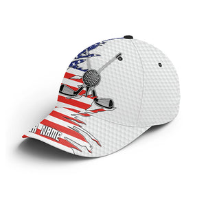 American flag golf clubs white golf ball skin Golfer hat custom name patriotic sun hats for mens NQS5898