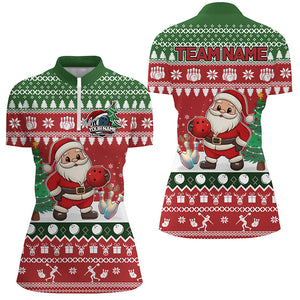 Funny ugly Christmas Santa Bowling Shirts For Women Custom Team Name Bowling Jerseys Xmas Outfit NQS8893