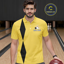 Load image into Gallery viewer, Personalized Retro Bowling Polo, 1/4 Zip Shirts For Men custom vintage bowling team jersey | Yellow NQS11013
