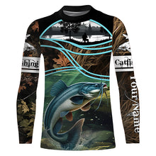 Load image into Gallery viewer, Giant catfish fishing team camo custom name UV protection fishing shirts NQSD85