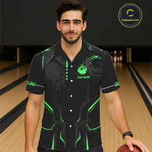 Load image into Gallery viewer, Black and Green Bowling Hawaiian Shirts Custom Bowling Crown Team Jerseys Outfits NQS11222