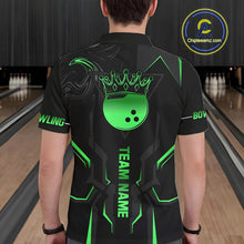Load image into Gallery viewer, Black and Green Bowling Polo, Quarter Zip Shirts For Men Custom Bowling Crown Team Jerseys Outfits NQS11222