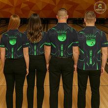 Load image into Gallery viewer, Black and Green Bowling Polo, Quarter Zip Shirts For Men Custom Bowling Crown Team Jerseys Outfits NQS11222