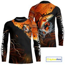 Load image into Gallery viewer, Personalized Redfish Fishing jerseys, Redfish scales lightning thunder tournament fishing shirts NQS11225