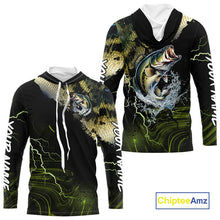 Load image into Gallery viewer, Personalized Largemouth Bass Fishing jerseys, Bass scales lightning thunder tournament fishing shirts NQS11226