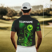 Load image into Gallery viewer, Green shamrock lightning thunder St Patrick's Day Mens Golf Polo Shirts custom mens golf outfits NQS11415