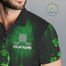 Load image into Gallery viewer, Green shamrock lightning thunder St Patrick's Day Mens Golf Polo Shirts custom mens golf outfits NQS11415
