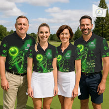 Load image into Gallery viewer, Green shamrock lightning thunder St Patrick's Day Mens Golf Polo Shirts custom mens golf outfits NQS11415