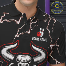 Load image into Gallery viewer, Bowling Bull Thunder Lightning Black and Red Bowling shirts for men custom Bowling Team League Jersey NQS11417