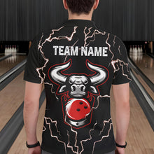 Load image into Gallery viewer, Bowling Bull Thunder Lightning Black and Red Bowling shirts for men custom Bowling Team League Jersey NQS11417