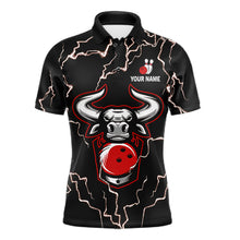 Load image into Gallery viewer, Bowling Bull Thunder Lightning Black and Red Bowling shirts for men custom Bowling Team League Jersey NQS11417