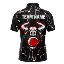 Load image into Gallery viewer, Bowling Bull Thunder Lightning Black and Red Bowling shirts for men custom Bowling Team League Jersey NQS11417