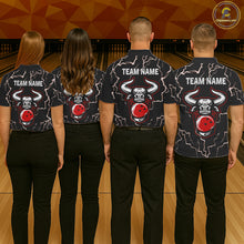 Load image into Gallery viewer, Bowling Bull Thunder Lightning Black and Red Bowling shirts for men custom Bowling Team League Jersey NQS11417