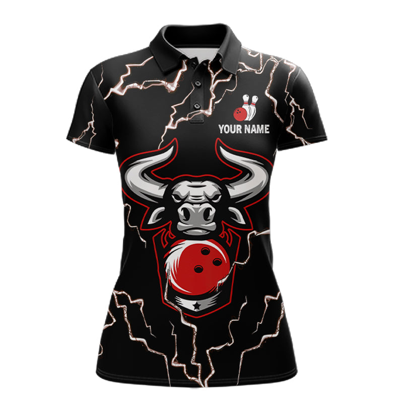 Bowling Bull Thunder Lightning Black & Red Bowling shirts for Women custom Bowling Team League Jersey NQS11417