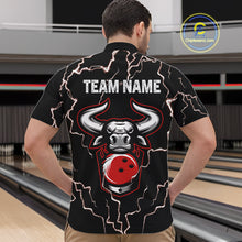 Load image into Gallery viewer, Bowling Bull Thunder Lightning Black and Red Bowling shirts for men custom Bowling Team League Jersey NQS11417