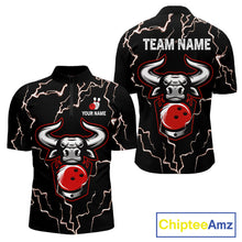 Load image into Gallery viewer, Bowling Bull Thunder Lightning Black and Red Bowling shirts for men custom Bowling Team League Jersey NQS11417
