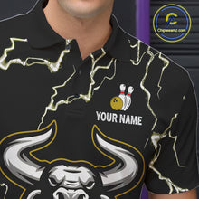 Load image into Gallery viewer, Bowling Bull Thunder Lightning Black &amp; Yellow Bowling shirt for men custom Bowling Team League Jersey NQS11418