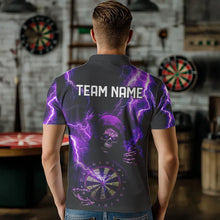 Load image into Gallery viewer, Skull Purple lightning thunder Darts Polo, 1/4 Zip Shirt For Men Custom Dart Team Jerseys NQS9494