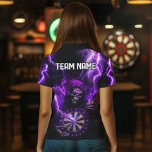 Load image into Gallery viewer, Skull Purple lightning thunder Darts Shirts For Women Custom Dart Team Jerseys NQS9494