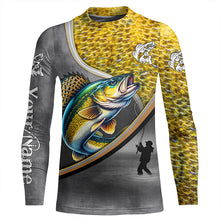 Load image into Gallery viewer, Walleye personalized fishing shirts freshwater fishing apparel, fishing shirts for men, women and kid NQS1410