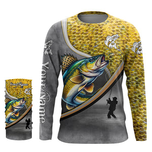 Walleye personalized fishing shirts freshwater fishing apparel, fishing shirts for men, women and kid NQS1410