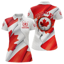 Load image into Gallery viewer, Canadian flag Womens golf polo shirts custom white team patriotic golf shirts ladies NQS9657
