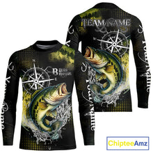 Load image into Gallery viewer, Personalized Black and Green Bass fishing scales compass Performance long sleeve Fishing Team Shirts NQS11725