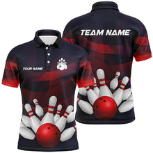 Load image into Gallery viewer, Custom Purple and Red Gradient Bowling Polo, 1/4 Zip Shirts For Men, Personalized Bowling Team Jerseys NQS8897
