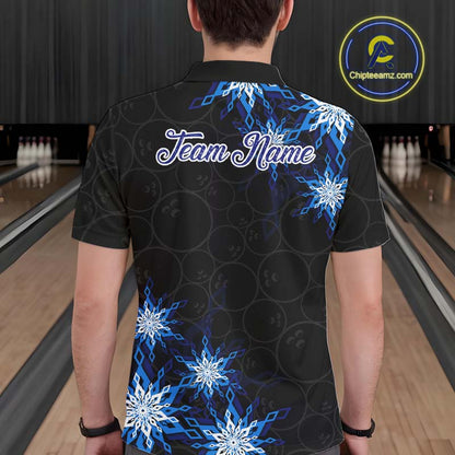 Blue snowflake black camo Christmas Bowling Shirts For Men custom bowling team jerseys, bowling gifts NQS11028