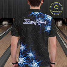 Load image into Gallery viewer, Blue snowflake black camo Christmas Bowling Shirts For Men custom bowling team jerseys, bowling gifts NQS11028