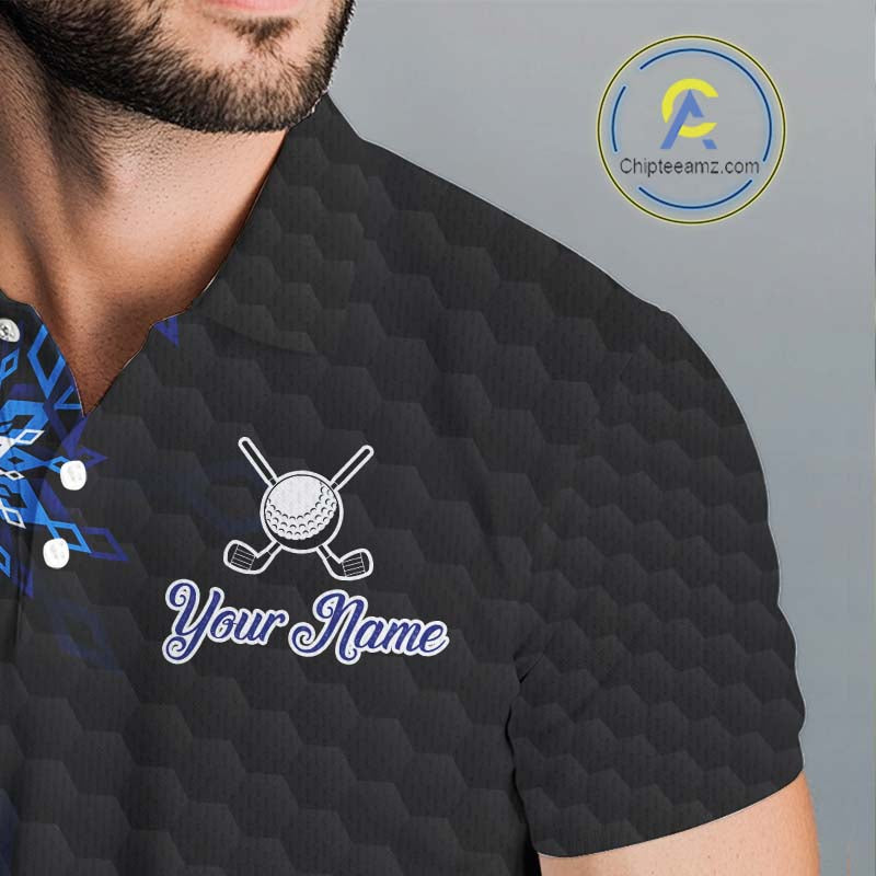 Blue snowflake black camo Christmas Golf Polo shirts For Men custom golf outfit men, best golf gifts NQS11029
