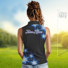 Load image into Gallery viewer, Blue snowflake black camo Christmas Women Sleeveless Polo shirt  custom ladies golf outfit golf gifts NQS11029