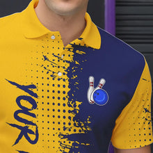 Load image into Gallery viewer, Blue and Yellow Bowling Polo, Quarter Zip shirts for Men Custom Bowling Team Jerseys NQS9354