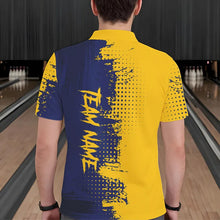 Load image into Gallery viewer, Blue and Yellow Bowling Polo, Quarter Zip shirts for Men Custom Bowling Team Jerseys NQS9354