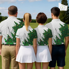Load image into Gallery viewer, Green clover pattern St Patrick's day custom white Mens golf polo shirts, team mens golf tops NQS11421