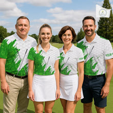 Load image into Gallery viewer, Green and White St Patrick's day pattern custom Mens golf polo shirts, team golf attire for men NQS11422