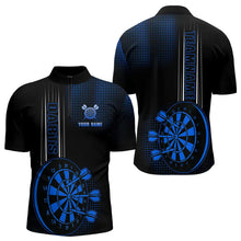 Load image into Gallery viewer, Personalized Black and Blue Darts Polo, Quarter Zip Shirt For Men Custom Dart Outfit Team Jerseys NQS9498