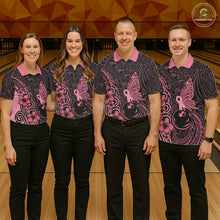 Load image into Gallery viewer, Black and Pink tropical tribal pattern butterfly Bowling Shirts For Men Custom Bowling Team Jerseys NQS11731