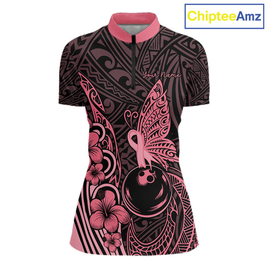 Black and Pink tropical tribal pattern butterfly Bowling Shirts For Women Custom Bowling Team Jerseys NQS11731