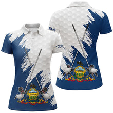 Load image into Gallery viewer, Pennsylvania flag golf clubs patriotic custom white Womens golf polo shirts, team ladies golf tops NQS7604