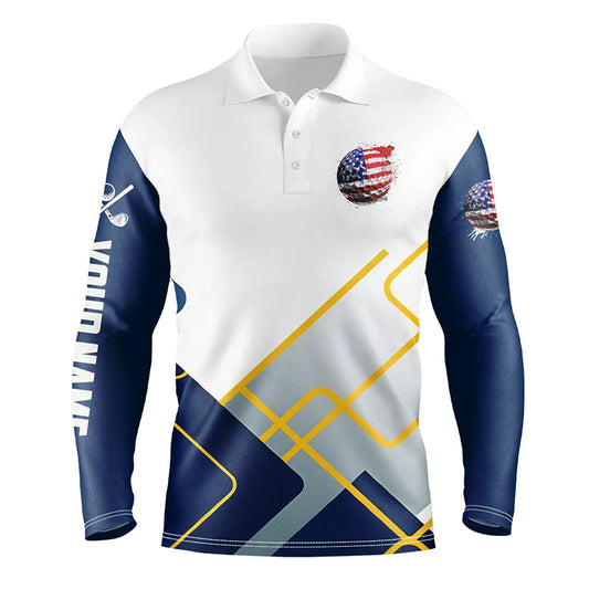 Red, White and Blue Mens golf polo shirts custom American flag mens golf tops, golfing gifts NQS7800