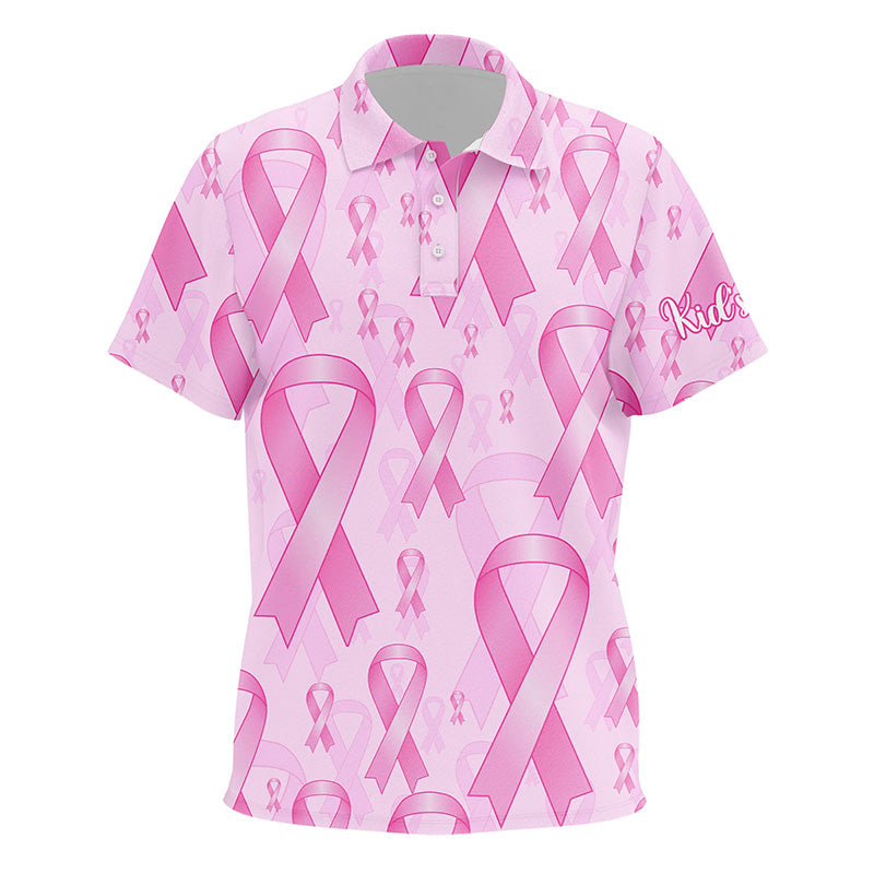 Pink ribbons Breast Cancer Awareness background Kid golf polo shirts custom golf outfits for Kid NQS8032