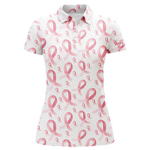 Load image into Gallery viewer, Pink ribbons Breast Cancer Awareness Pattern Women golf polo shirts custom golf apparel for Women NQS8033